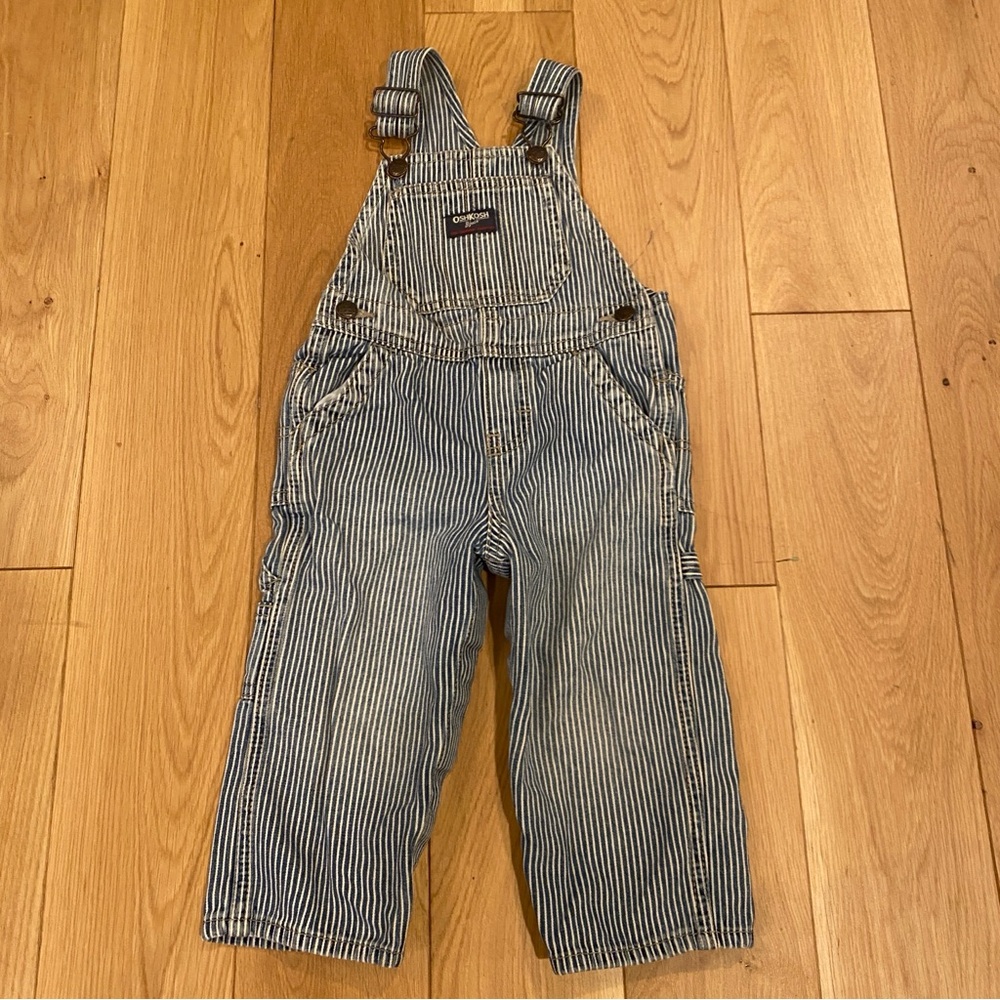Vintage Oshkosh B'Gosh Vestbak Railroad Stripe Overalls size 18 months